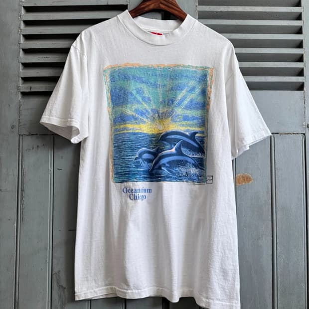 [L]90's USA 빈티지 돌핀 프린팅 티셔츠