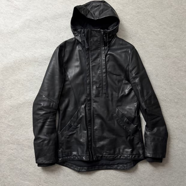 헬무트랭 투웨이 후드레더자켓