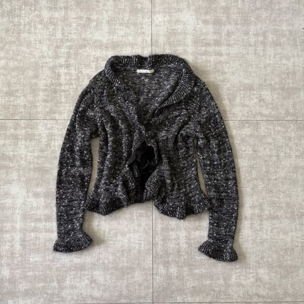 ribbon frill knit cardigan