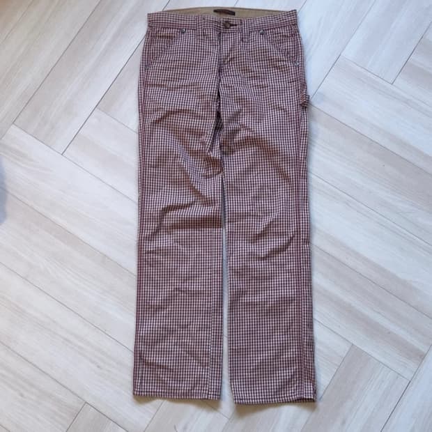 et boite 체크 카펜터 로우라이즈 팬츠