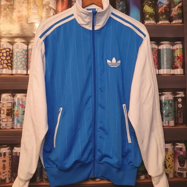 레어 아디다스 스트라이프 파이어버드 트랙 탑 져지 블루 M