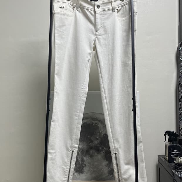 정품 32) 톰포드 스키니 슬림 사이드 지퍼 화이트 진 데님