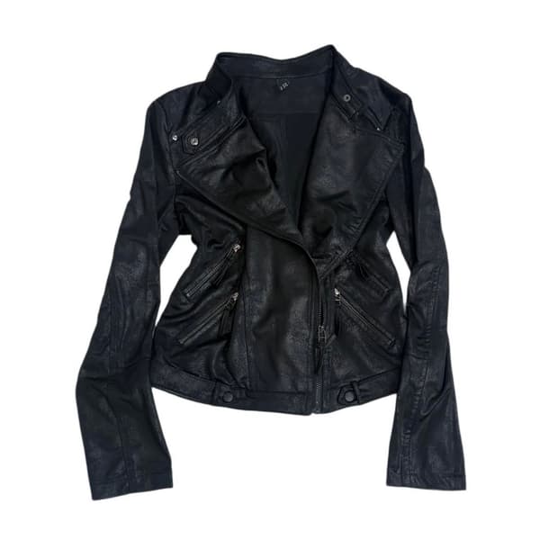 Semi crop Leather jacket