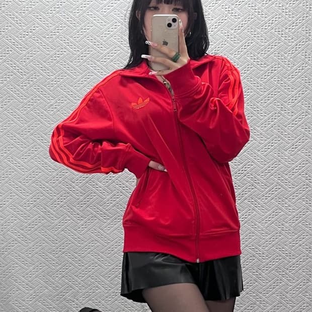 아디다스 레트로 파이어버드 레드오렌지 져지 집업 100 C11096