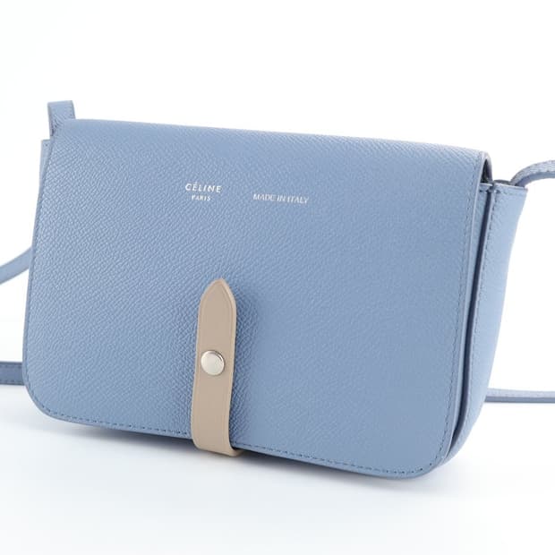 셀린느 송아지 가죽 스트랩 클러치백 크로스백 스카이블루