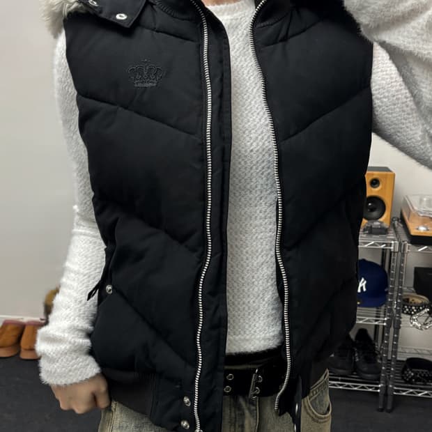 아디다스 미시엘리엇 00s 퍼 후드 패딩 조끼