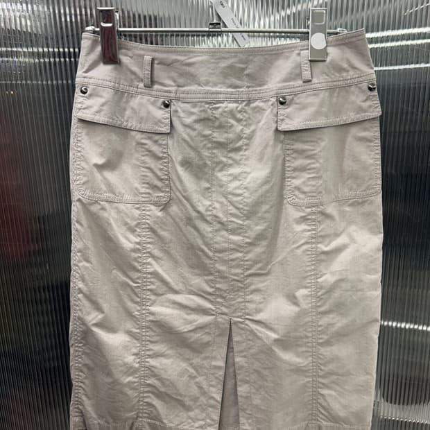 크림 데님 미디스커트