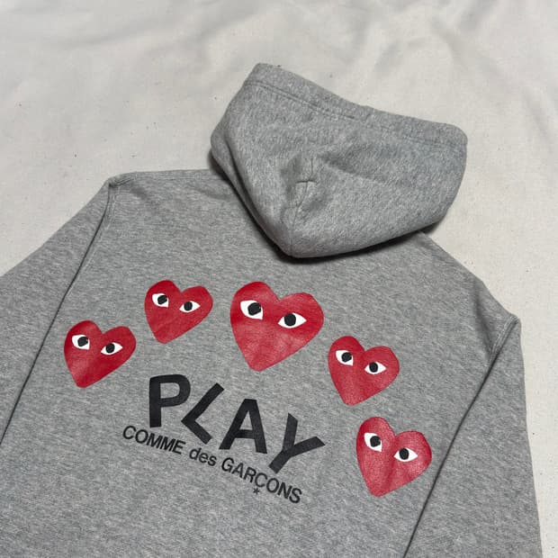 S 꼼데가르송 하트 로고 후드집업