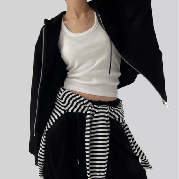 어텀 레고 후드집업 투웨이 지퍼 블랙