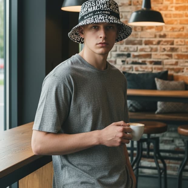 🧢 MARC JACOBS 올오버 로고 버킷햇 (정품)