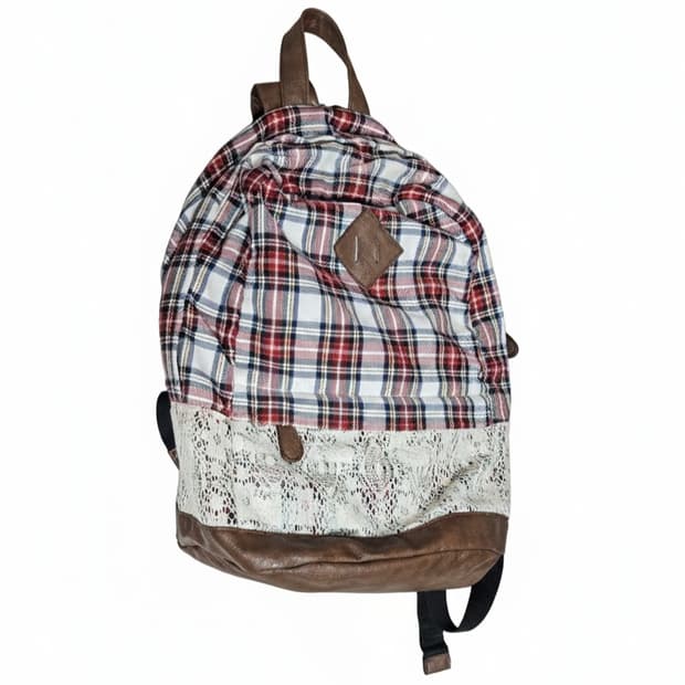 일본 빈티지 체크무늬 백팩/모리걸 y2k