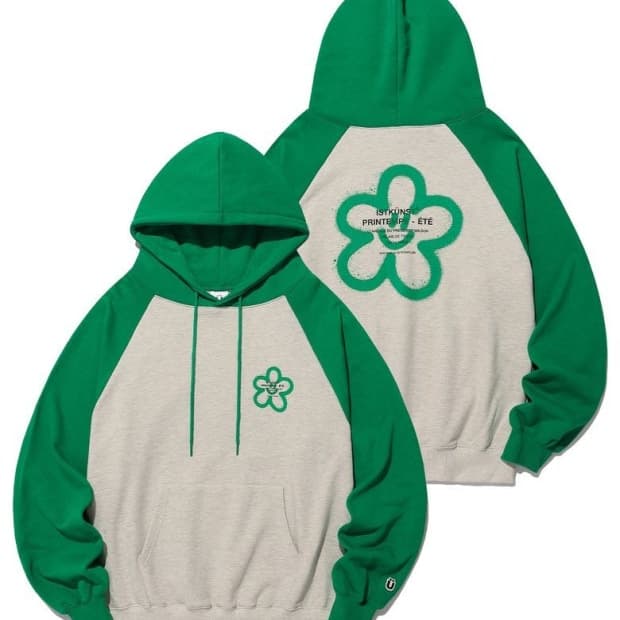 이스트쿤스트 플라워 후드티 그린 보넥도 리우 착용