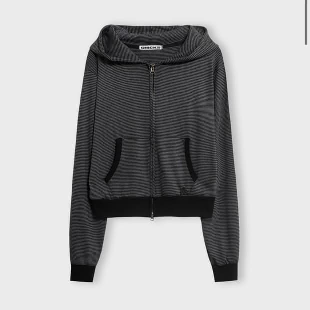 칙스 인더스트리 단가라 후드집업 블랙