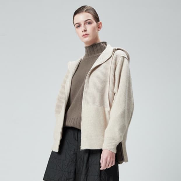 시스템(SYSTEM) 라쿤울 돌먼 후드니트가디건 프리사이즈