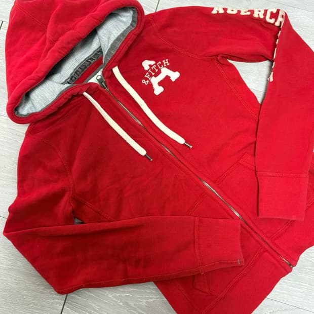 아베크롬비 딱붙핏 레드 후드집업