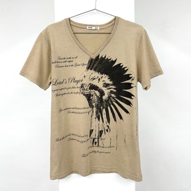 Semantic design native beige short sleev