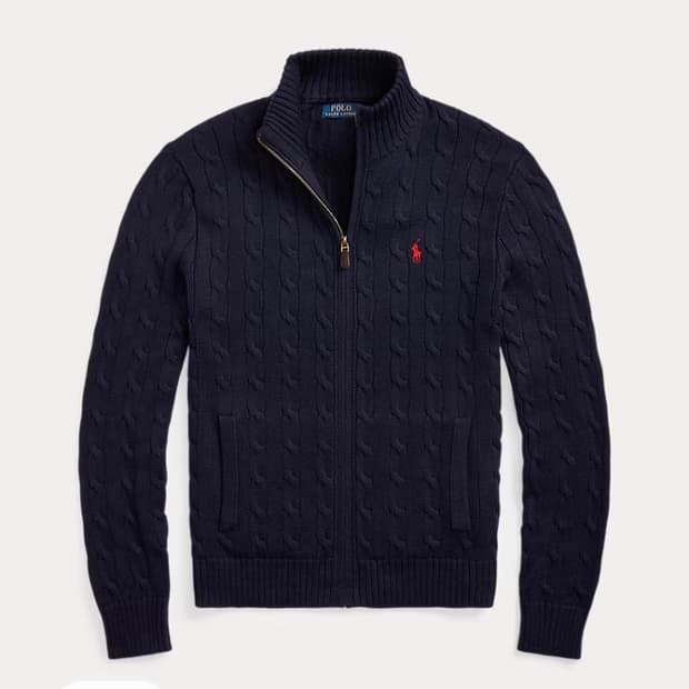 폴로 랄프로렌 케이블 니트집업 네이비M(새상품)