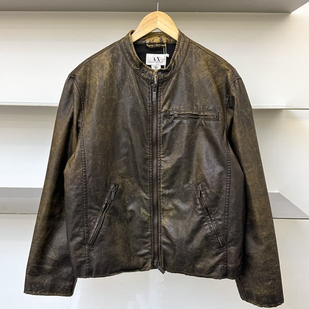 아르마니 익스체인지 투웨이 PU 레더 바이커 자켓