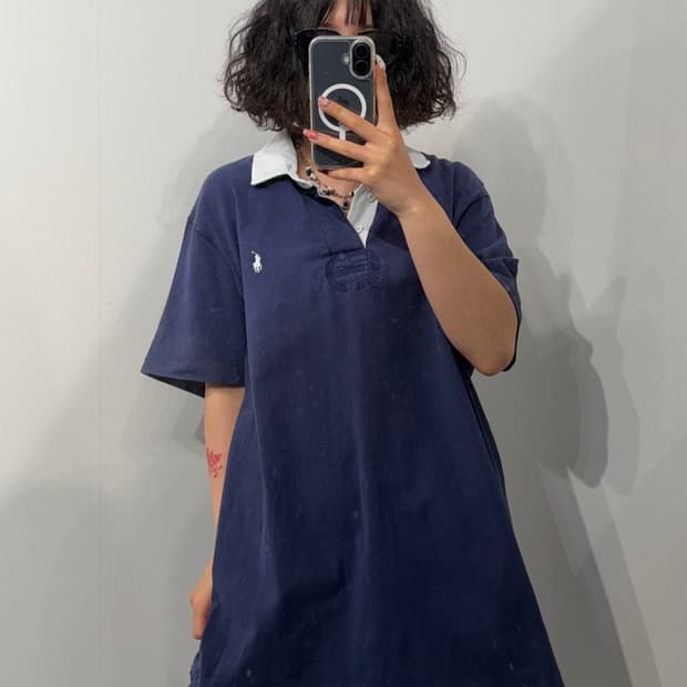 XXL 폴로 랄프로렌 네이비 럭비 반팔 카라 티셔츠