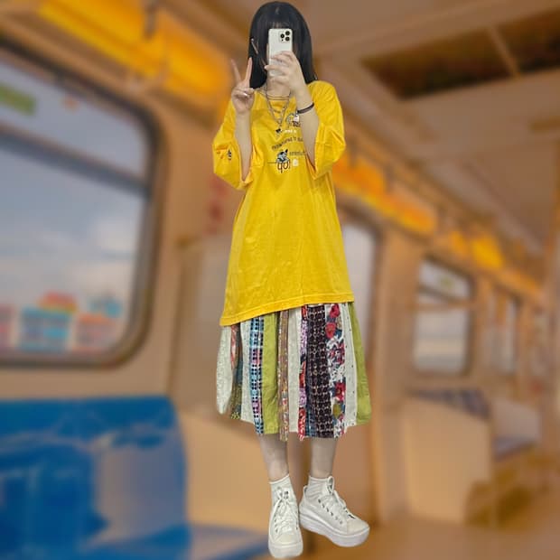 퍼피 자수 오버사이즈 반팔티