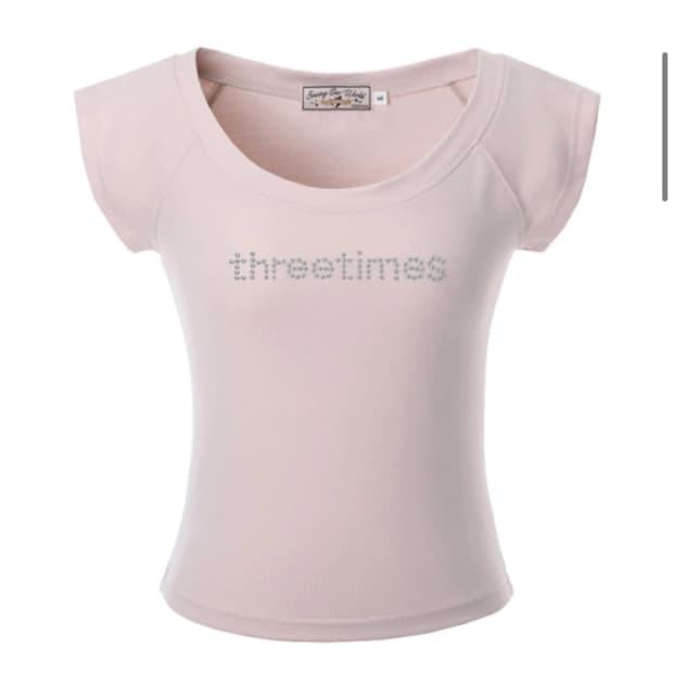 새상품) 쓰리타임즈 비쥬 로고티 핑크 스몰