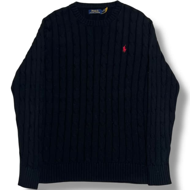 Polo Ralph Lauren 코튼 케이블 블랙 니트