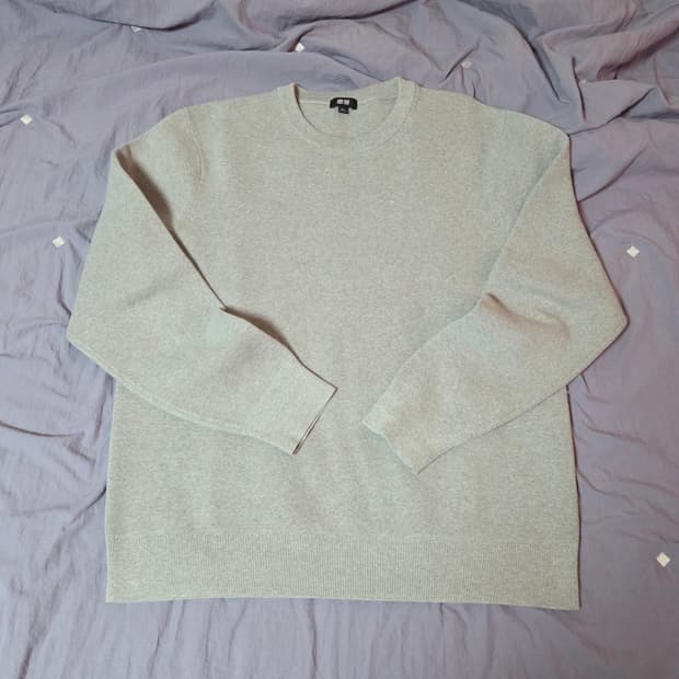 유니클로 크루넥 니트 그레이 XL