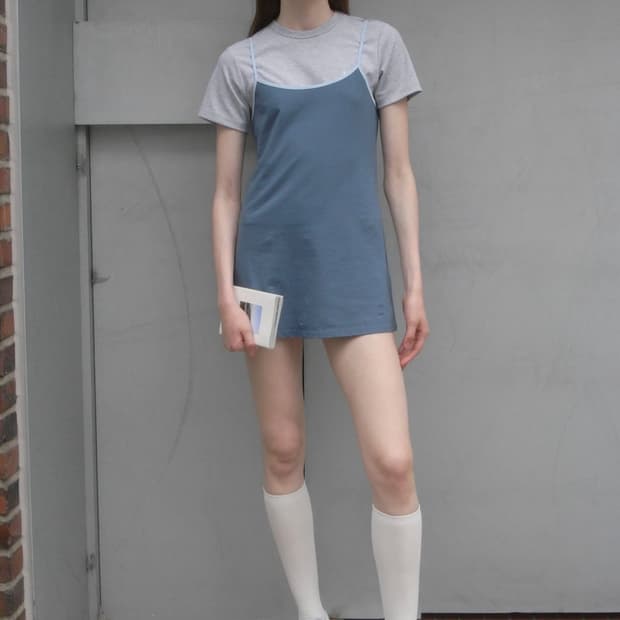 로우클래식 ORGANIC SILKET JERSEY DRESS - BLUE