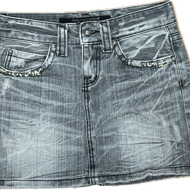 그레이 데님 미니 스커트