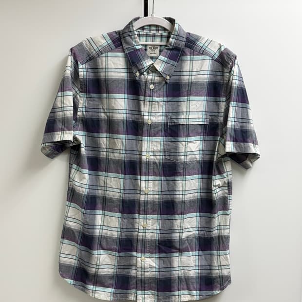 올드 네이비 old navy usa 체크 반팔셔츠m