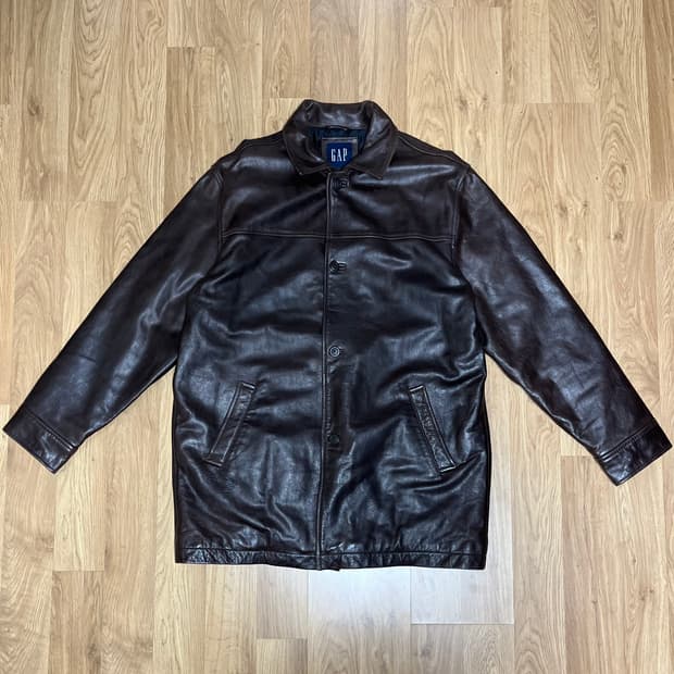 90s 올드 갭 old gap 레더 카코트 다크 브라운