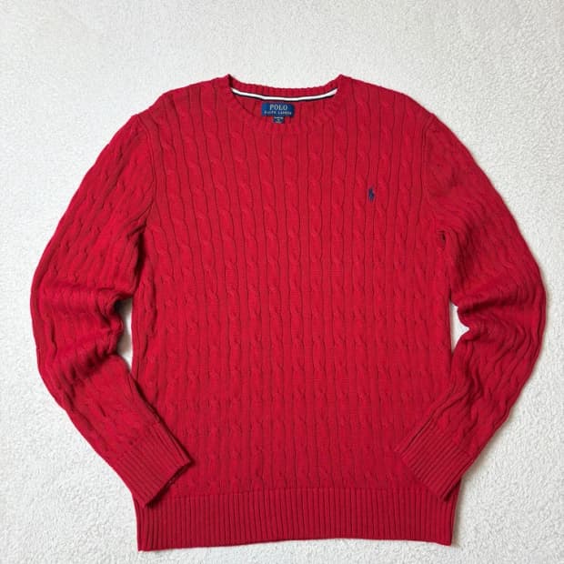 폴로 랄프로렌 큐알 신형 꽈배기 코튼 니트 PN6563