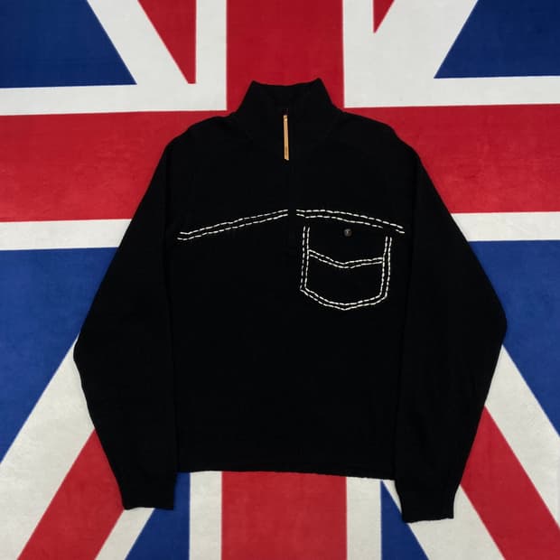 세터 포켓 스티치 하프집업 니트 L 실측 XL 