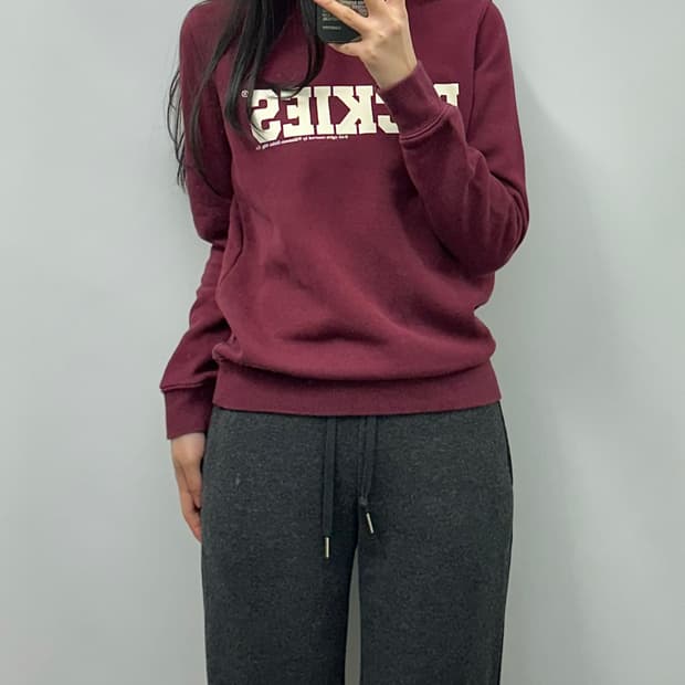 디키즈 y2k 와투케 버건디 맨투맨