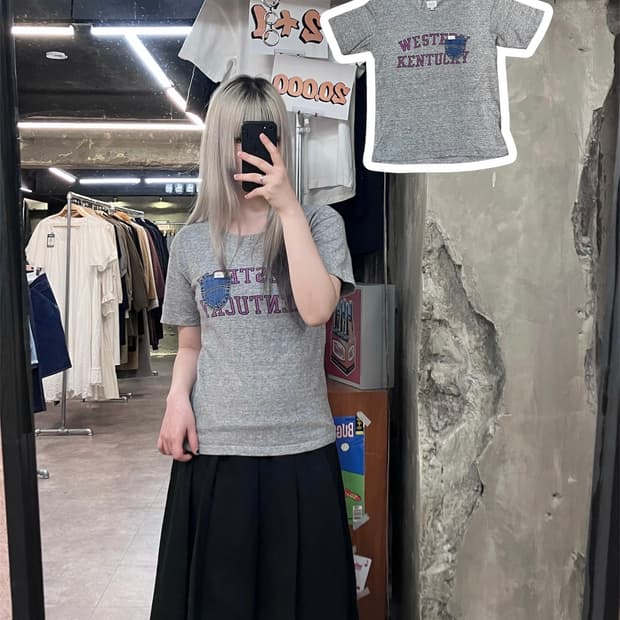 Lee 데님 포켓 반팔 티셔츠 그레이 M #csz3882 