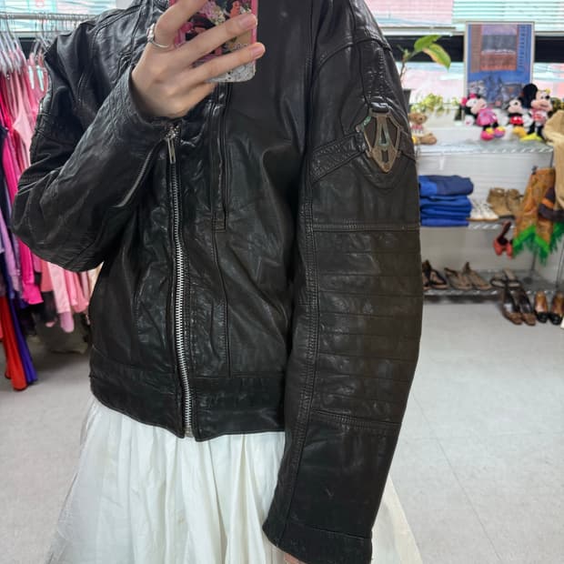 Usa leather racing jacket 미국 가죽 레이싱 자켓 