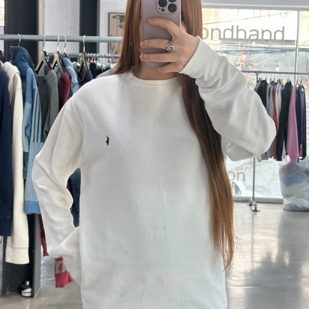 폴로랄프로렌 와플 롱슬리브 화이트