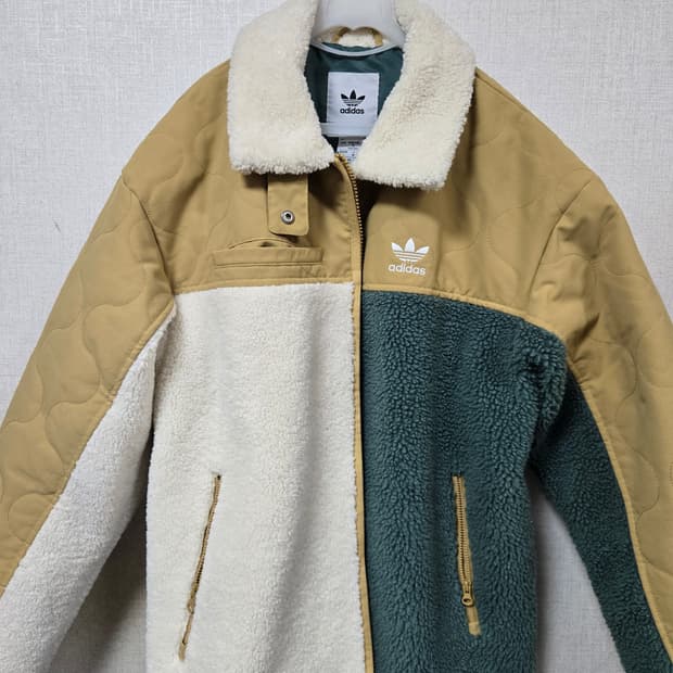 아디다스 쉐르파 뽀글이 후리스 배색 자켓 잠바