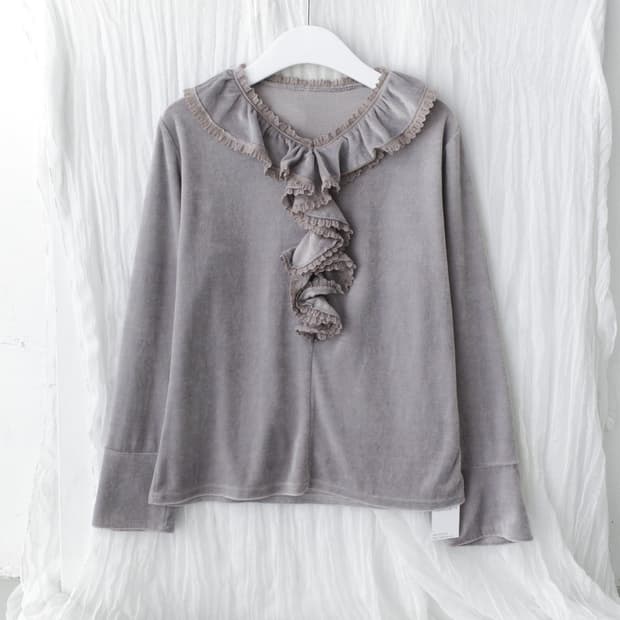 frill velvet long sleeve