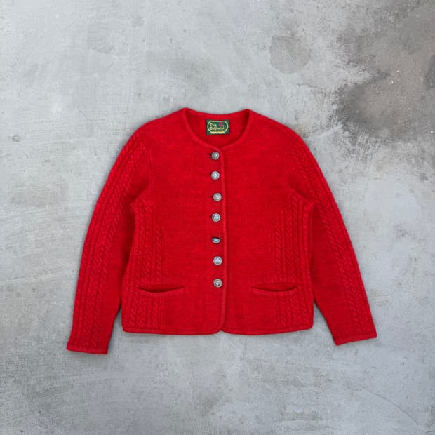 VTG wool red cardigan 울 가디건