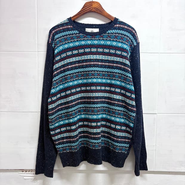 SPARIO 눈꽃 노르딕 보카시 패턴 니트 스웨터 XL (JPN) 