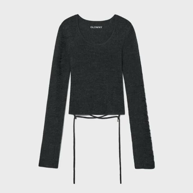 글로니 damaged wool knit top set [charcoal]