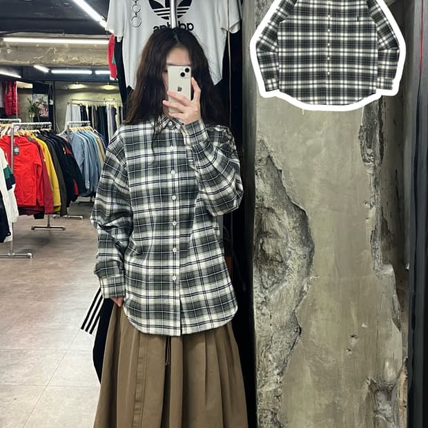 디스이즈네버뎃 체크 셔츠 그린 S #csz2267