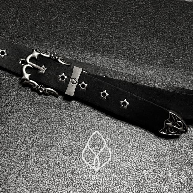 🌗 Chrome buckle belt / 크롬 버클 스터드 웨스턴 벨트
