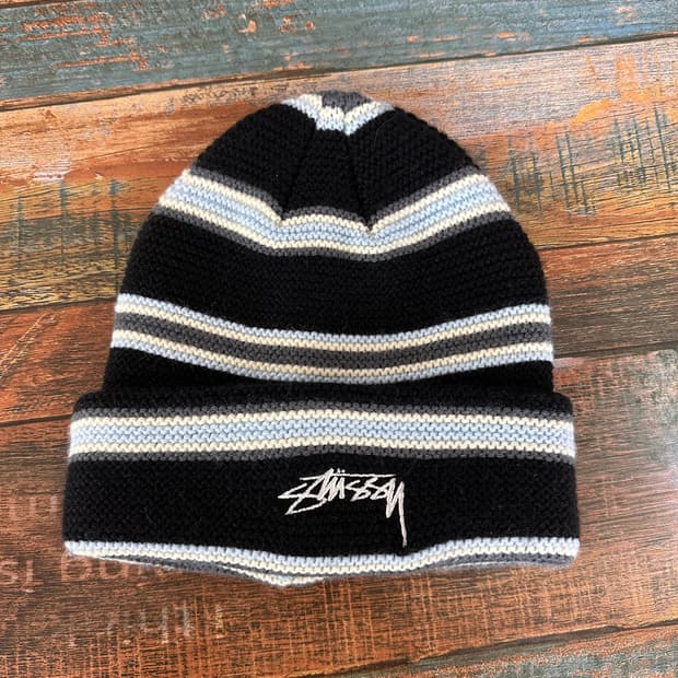 (OS)스투시 트리플 스트라이프 커프 비니