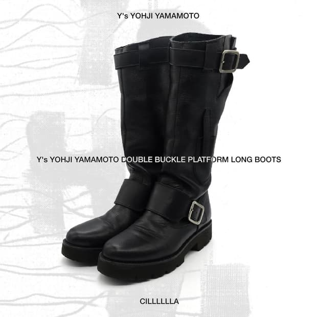 [3,250] Y's 와이즈 요지야마모토 더블버클 플랫폼 롱부츠
