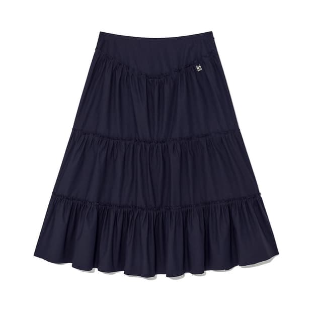 GLOWNY RODEO TIERED RUFFLE SKIRT (NAVY)