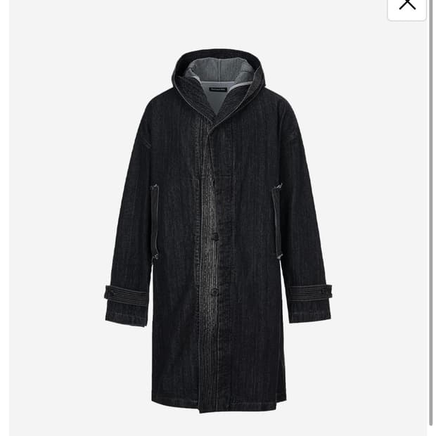 코스트퍼킬로 데님 후드 블랙 롱 코트