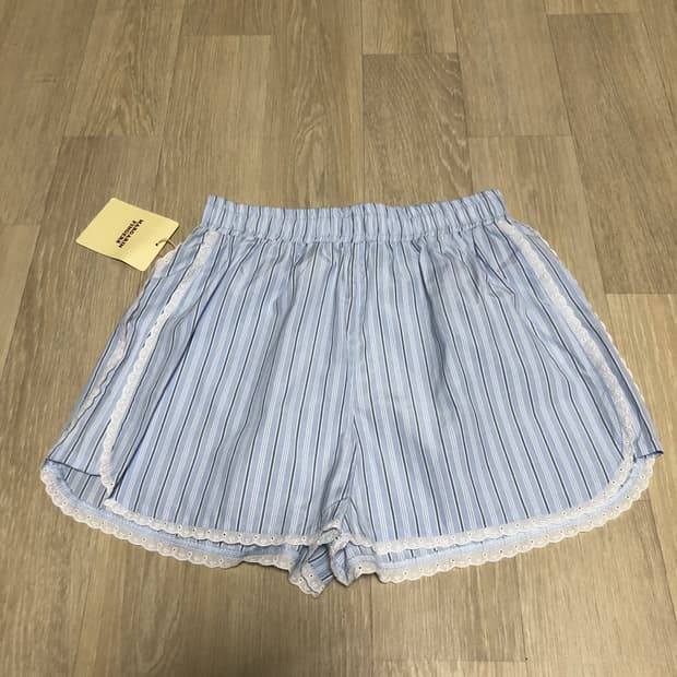 (우먼스 F) 새상품 마가린 핑거스 라운드 레이스 쇼츠 스카이 블루