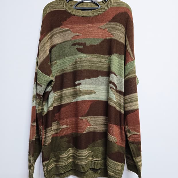 자라 패턴 니트 스웨터 브라운/카키